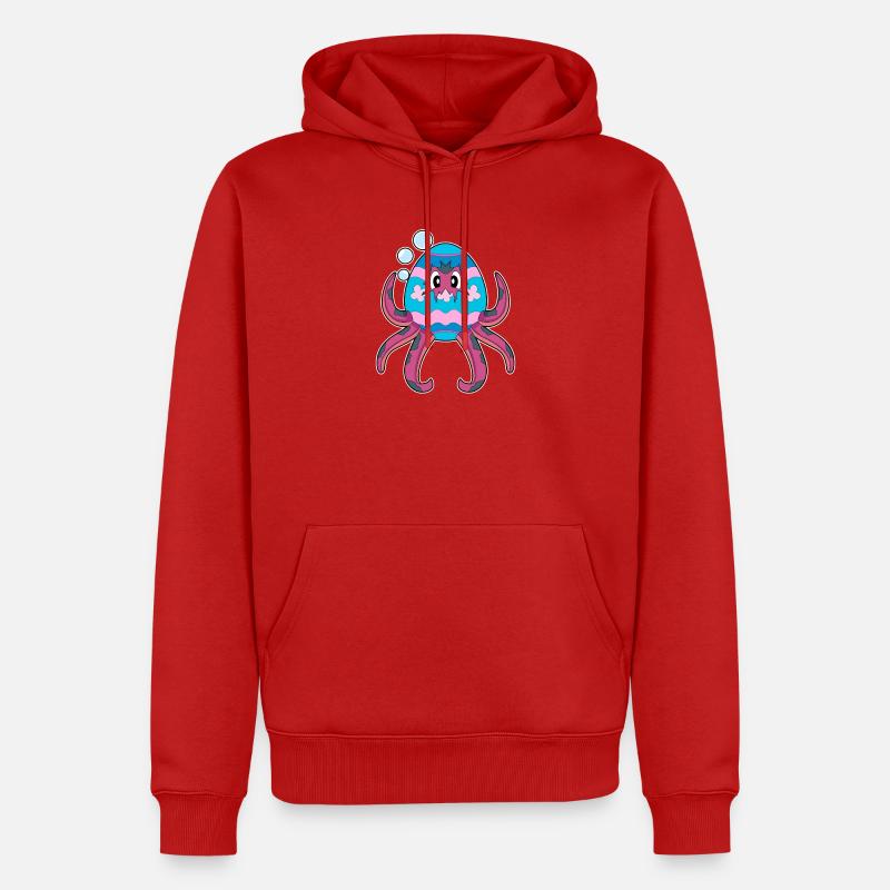 Octopus Easter Easter Egg - Men’s Premium Organic Hoodie - red