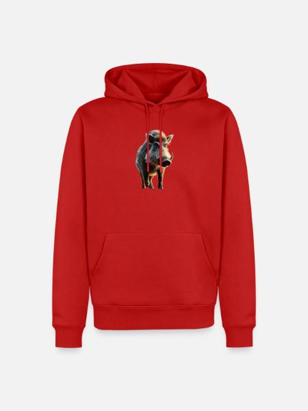 Wildschwein Schwarzwild Wildschweine Jäger Schwein - Männer Premium Bio Hoodie - Rot