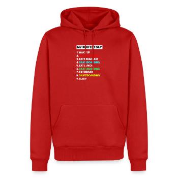 Ma routine de skateboard parfaite pour la journée - Sweat à capuche Premium bio Homme - rouge - Devant - Nico (187cm)