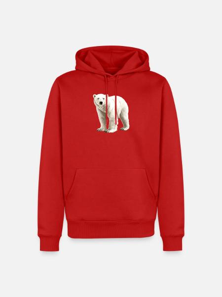 Arktischer Polarbaer Illustration - Männer Premium Bio Hoodie - Rot
