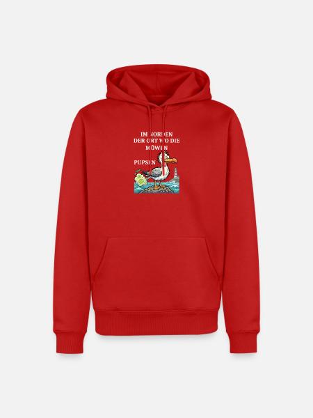 Norddeutscher Humor Spruch Möwe - Männer Premium Bio Hoodie - Rot
