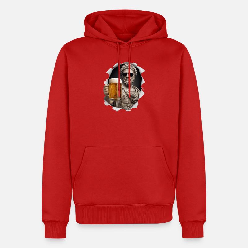 Marcus Aurelius mit Sonnenbrille und Bier - Männer Premium Bio Hoodie - Rot