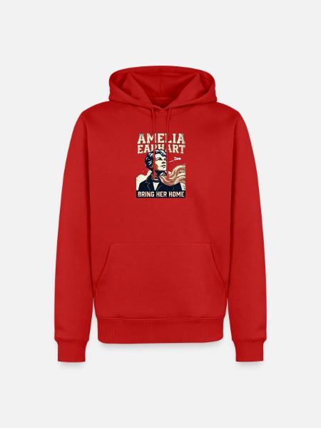 Amelia Earhart – Bring Her Home - Men’s Premium Organic Hoodie - red