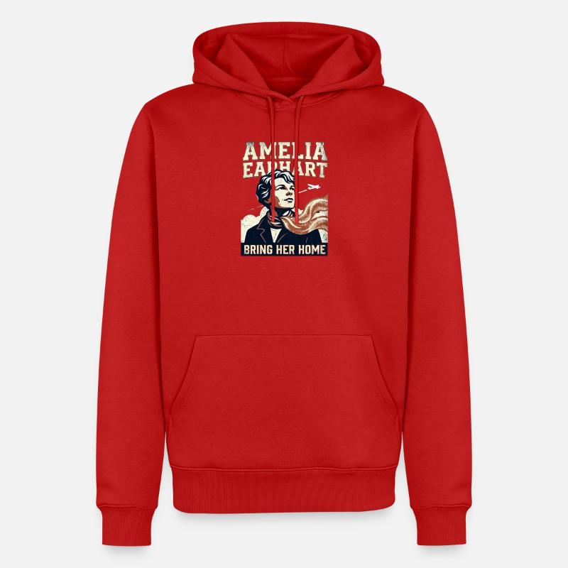 Amelia Earhart – Bring sie nach Hause - Männer Premium Bio Hoodie - Rot