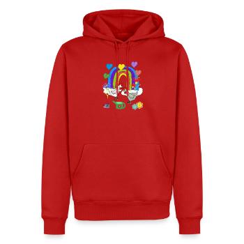 Kinder Fantasy Regenbogen Blumen Hühner  - Männer Premium Bio Hoodie - Rot - Vorne - Nico (187cm)