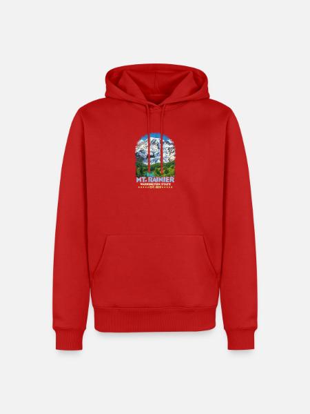 Mt Rainier Wasserfarben Landschaft - Männer Premium Bio Hoodie - Rot