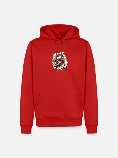 Husky Hund Fussball Team - Männer Premium Bio Hoodie - Rot