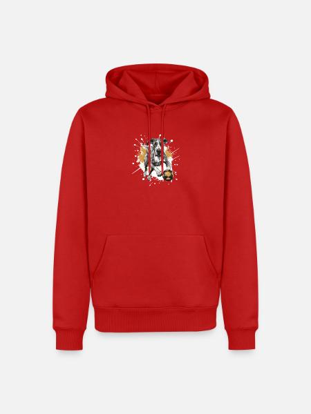 Deutsche Dogge Hund mit Ball - Männer Premium Bio Hoodie - Rot
