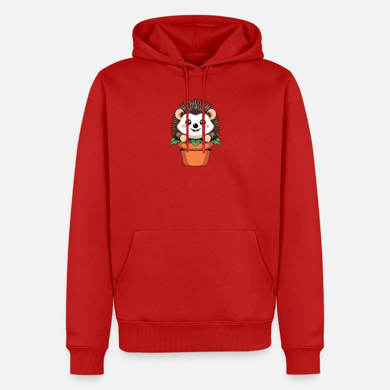 Petit hérisson de jardin en pot - Sweat à capuche Premium bio Homme - rouge