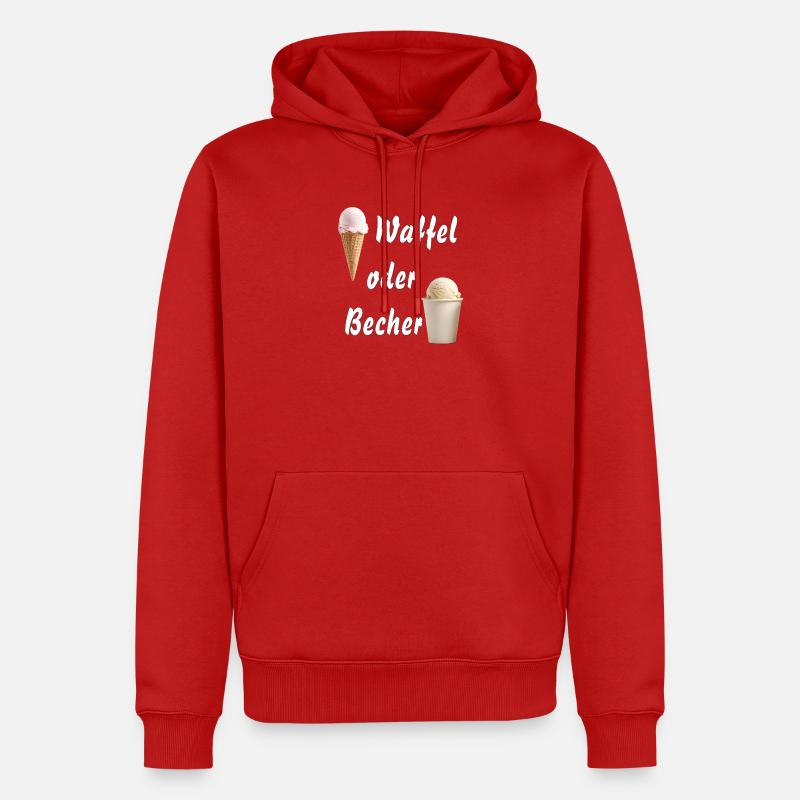 EIS WAFFEL ODER BECHER - Männer Premium Bio Hoodie - Rot