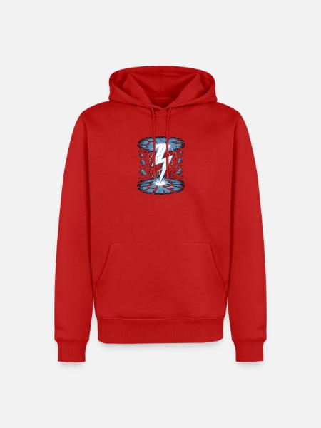 Blitz Blitzschlag Gewitter Strom Sturm - Männer Premium Bio Hoodie - Rot