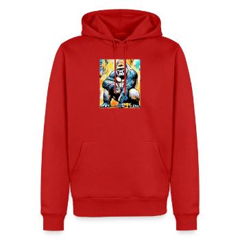 gorille - Sweat à capuche Premium bio Homme - rouge - Devant - Nico (187cm)