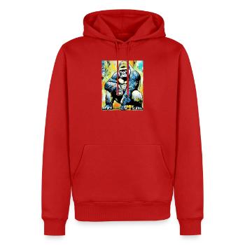 gorille - Sweat à capuche Premium bio Homme - rouge - Devant - Nico (187cm)