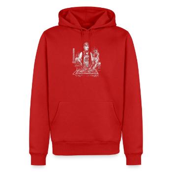 John Tyler beim BBQ-Grillen - Männer Premium Bio Hoodie - Rot - Vorne - Nico (187cm)
