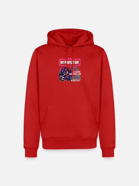 Gamer Gaming Cat Video Game - Männer Premium Bio Hoodie - Rot