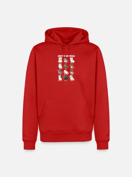 Arktische Tiere Niedliche Wildtierkarte Eisbär - Männer Premium Bio Hoodie - Rot