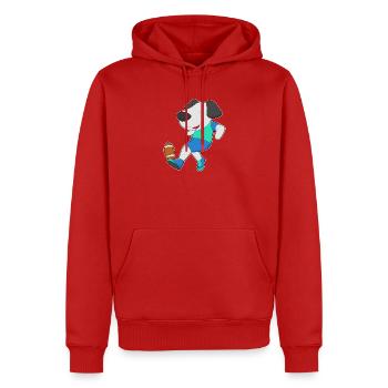 Football americano cane - Felpa con cappuccio ecologica premium da uomo - rosso - Fronte - Nico (187cm)