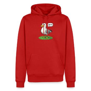 Watt Seagull Seabird Coast Beach Humor Saying - Men’s Premium Organic Hoodie - red - Front - Nico (187cm)