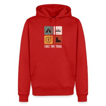 Panneaux vintage de randonnée - Sweat à capuche Premium bio Homme - rouge - Devant - Nico (187cm)