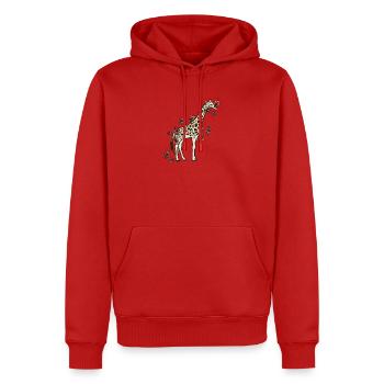 Girafe en fleurs avec des roses - Sweat à capuche Premium bio Homme - rouge - Devant - Nico (187cm)