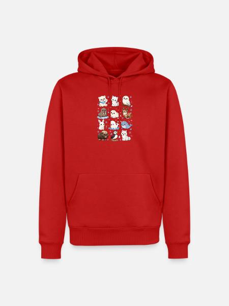 Kawaii Polartiere | Arktis & Winter - Männer Premium Bio Hoodie - Rot