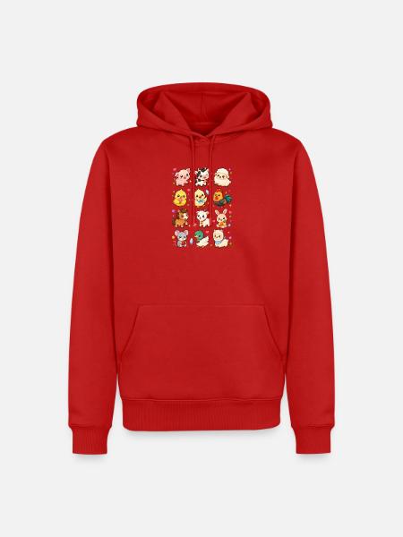 Kawaii Bauernhoftiere | Hof & Landliebe - Männer Premium Bio Hoodie - Rot