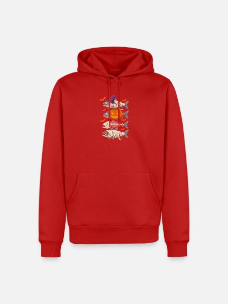 Kürbisfisch mit Bandagen Halloween - Männer Premium Bio Hoodie - Rot