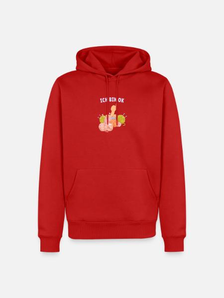 Ich bin OK – Bunte Wolle, gute Laune - Männer Premium Bio Hoodie - Rot