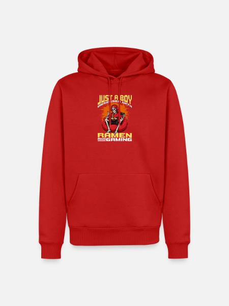 Funny Gaming and Ramen Gamer Skeleton - Männer Premium Bio Hoodie - Rot