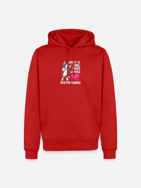 Boston Terrier - Männer Premium Bio Hoodie - Rot