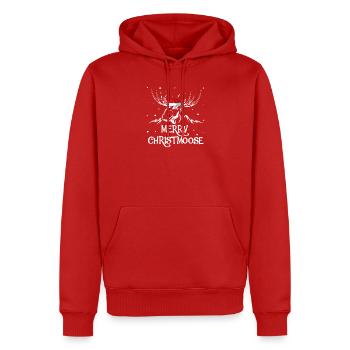 Merry ChristMoose Weihnachtsdesign - Männer Premium Bio Hoodie - Rot - Vorne - Nico (187cm)
