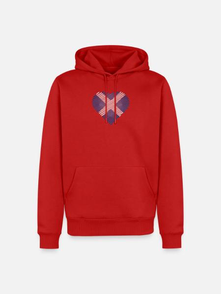 Schottischer Saltire-Herzbürste - Männer Premium Bio Hoodie - Rot