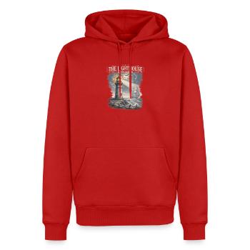 The Lighthouse Keeps Watch Leuchtturm - Männer Premium Bio Hoodie - Rot - Vorne - Nico (187cm)