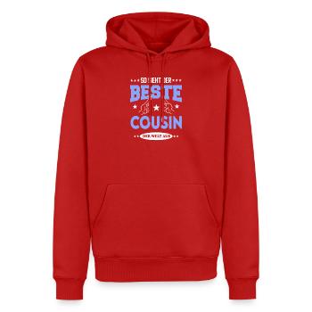 Beste Cousin der Welt Familie Family T-Shirt Fun - Männer Premium Bio Hoodie - Rot - Vorne - Nico (187cm)