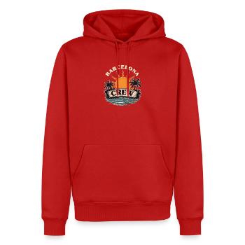 Barcelona Crew - Männer Premium Bio Hoodie - Rot - Vorne - Nico (187cm)