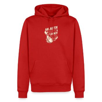 Bowling Anlaufen Werfen Fluchen Nochmal Spruch - Männer Premium Bio Hoodie - Rot - Vorne - Nico (187cm)