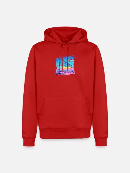 Volleyballnetz Vaporwave - Männer Premium Bio Hoodie - Rot