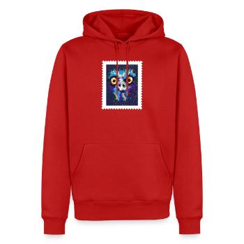 Buntes Emu Vogelgesicht im Neon-Splatter - Männer Premium Bio Hoodie - Rot - Vorne - Nico (187cm)