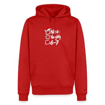 Six Seven Naughty or Nice Christmas Checkbox 6 7 - Männer Premium Bio Hoodie - Rot - Vorne - Nico (187cm)