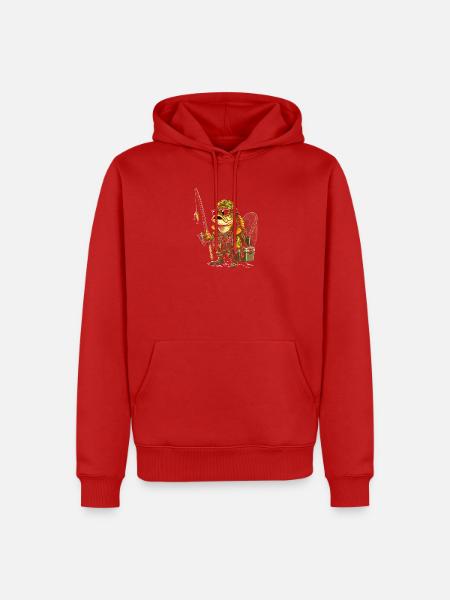 Froschangler im Camouflage-Outfit - Männer Premium Bio Hoodie - Rot