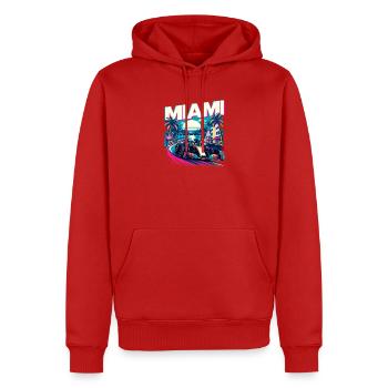 Miami Rennwochenende – Motorsport-Fan Florida - Männer Premium Bio Hoodie - Rot - Vorne - Nico (187cm)