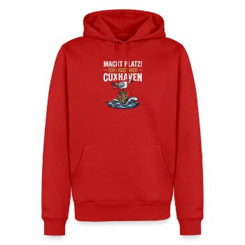 Cuxhaven Möwe Nordsee Maritim Vintage Spruch - Männer Premium Bio Hoodie - Rot - Vorne - Nico (187cm)