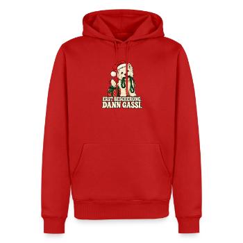 Weihnachtshund Erst Gassi - Männer Premium Bio Hoodie - Rot - Vorne - Nico (187cm)