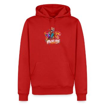 Frenchie Mode Mit Dino Raptor Hund - Männer Premium Bio Hoodie - Rot - Vorne - Nico (187cm)