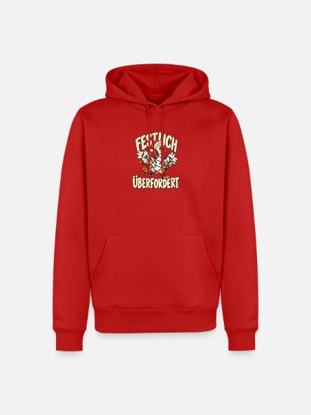Weihnachtsgans - Festlich Überfordert  - Männer Premium Bio Hoodie - Rot
