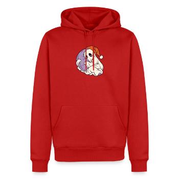Schlafender Geist mit Weihnachtsmütze - Männer Premium Bio Hoodie - Rot - Vorne - Nico (187cm)