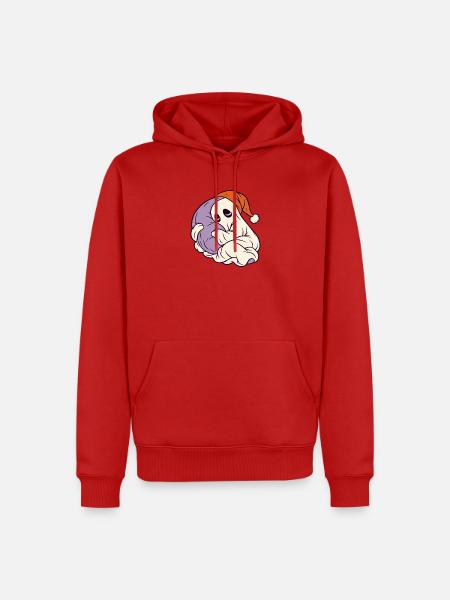 Schlafender Geist mit Weihnachtsmütze - Männer Premium Bio Hoodie - Rot