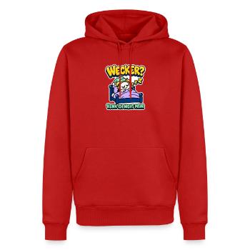 Wecker? Kenn ich nicht mehr - Rente - Männer Premium Bio Hoodie - Rot - Vorne - Nico (187cm)