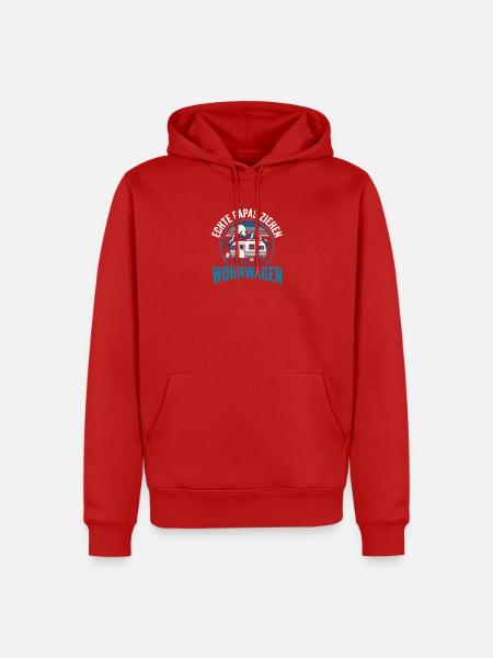 Wohnwagen Retro Bergsee - Männer Premium Bio Hoodie - Rot