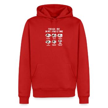 Dinge, die ich in meiner Freizeit tue – lustiges Arboristengeschenk - Männer Premium Bio Hoodie - Rot - Vorne - Nico (187cm)